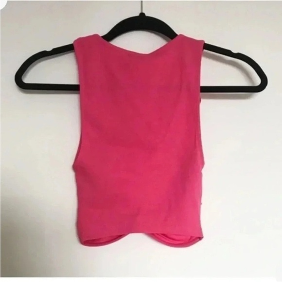 New Zara Pink Front Ruched Ribbed Top Size Small - Picture 4 of 5